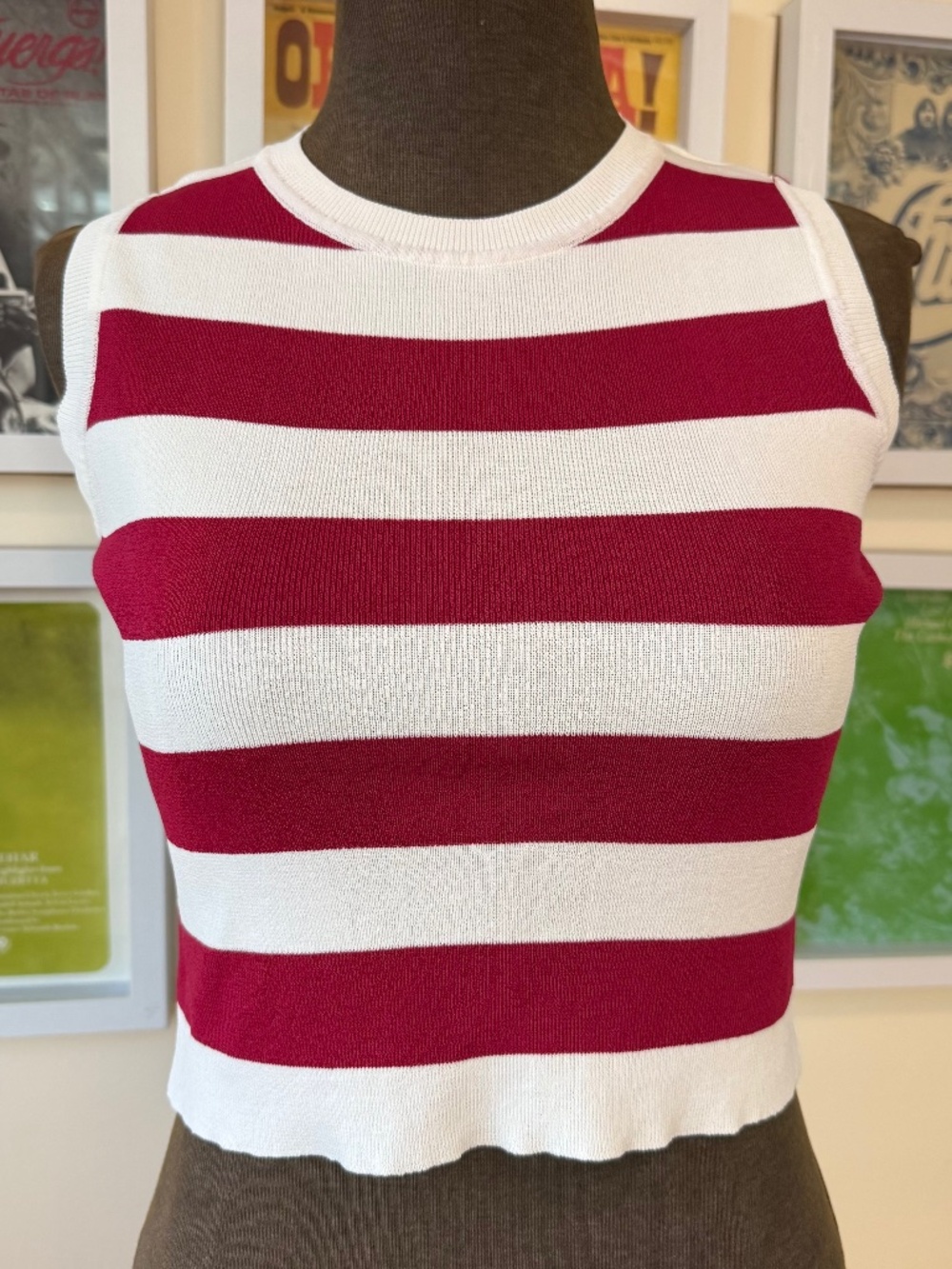 Y2K RED & WHITE STRIPED KNIT CROP TOP • COQUETTE PREPPY SUMMER TANK
